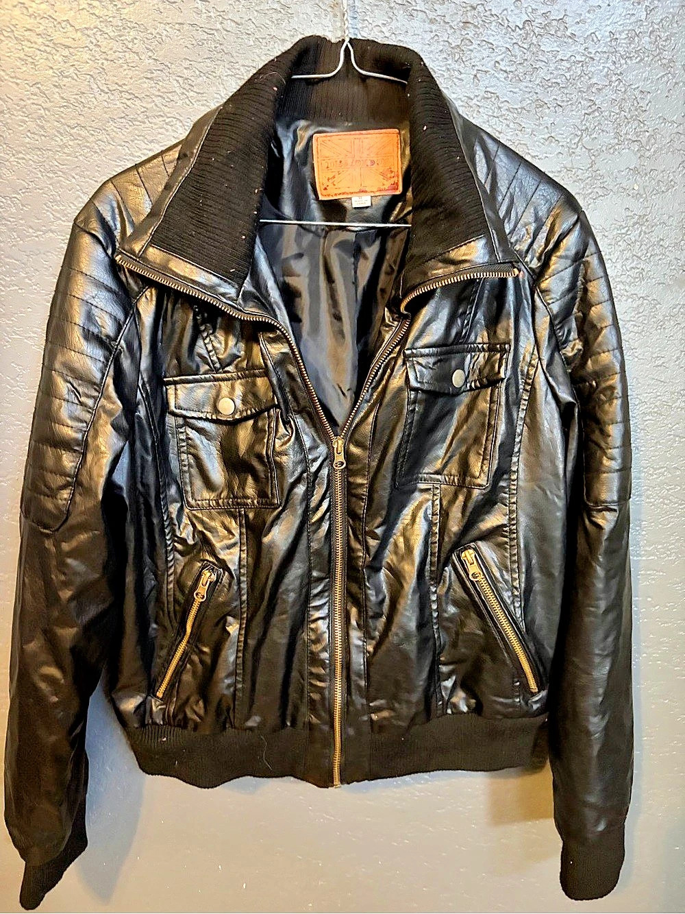 London Fog Black Moto Jacket Size XL